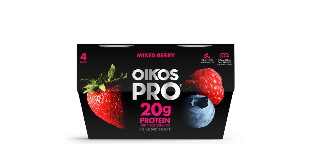 Oikos Triple Zero Mixed Berry Flavored Nonfat Yogurt, 5.3 oz, 4 count