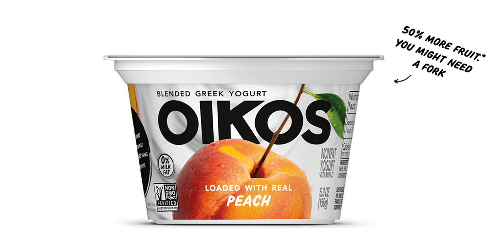 Peach Oikos Blended Nonfat Greek Yogurt